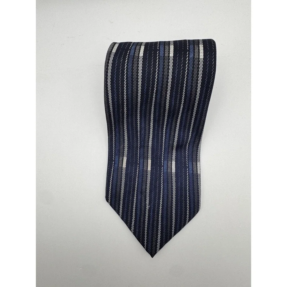 Vintage‎ Franco Ventura Venezia Silk Tie - Handmade in Italy - Blue Stripe